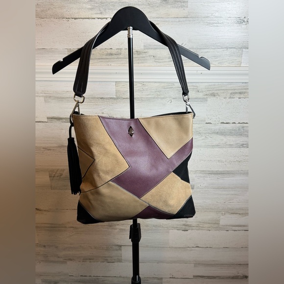 Sondra Roberts Handbags - Sondra Roberts Shoulder or Satchel Purse Bag Color block Leather Suede Purse